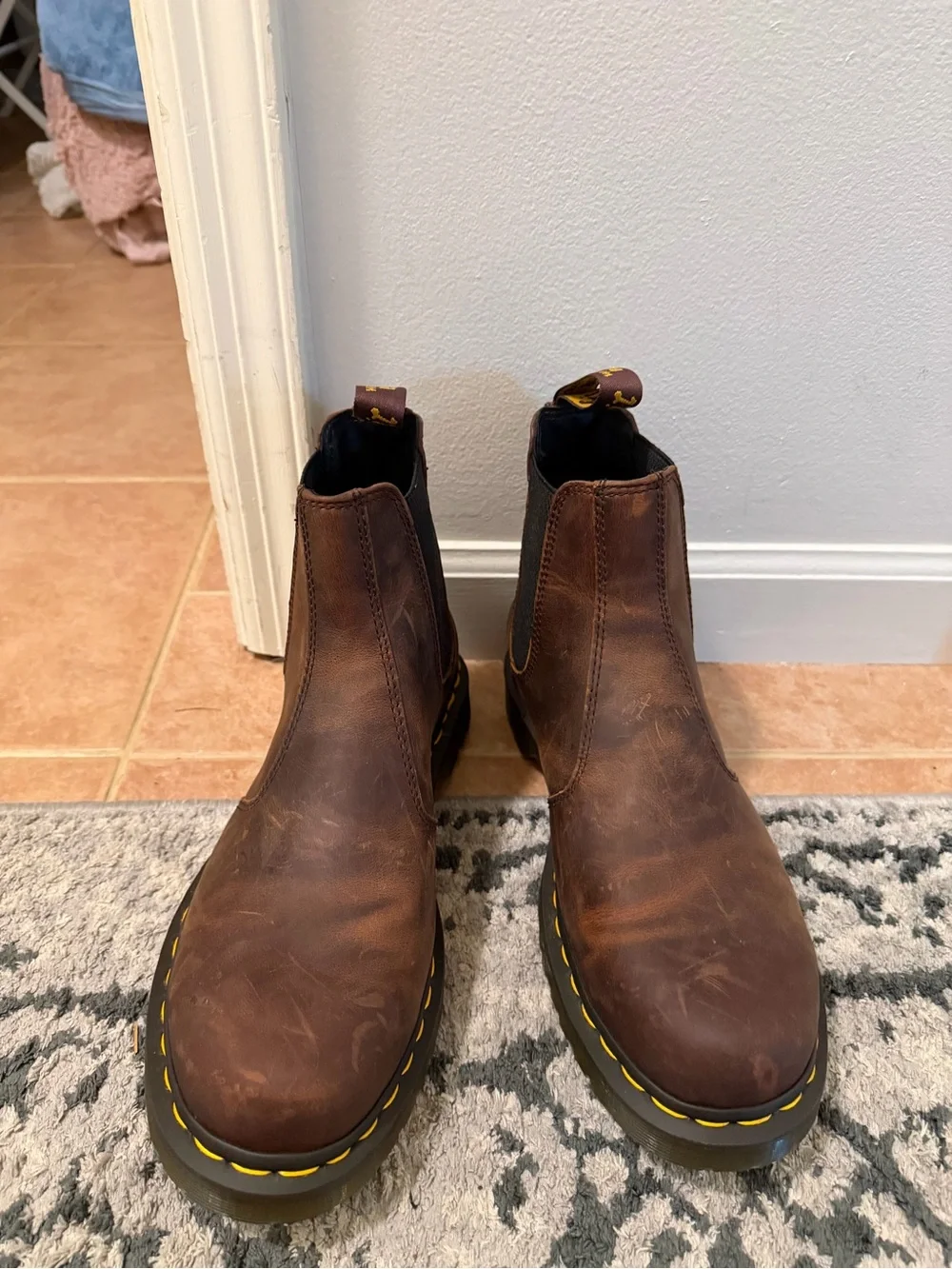 Men's Brown Leather Chelsea Work Boot with Contrast Stitching